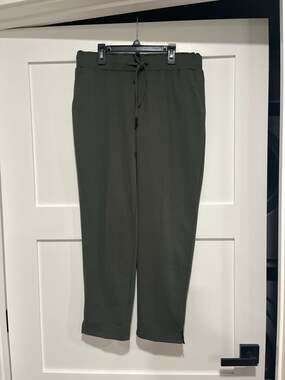 Joie Women's Dark Olive Green Drawstring Elastic Waist Tapered Pants